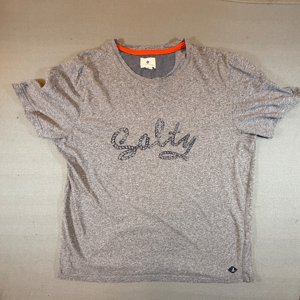 Sperry Mens XL Gray Salty Rope Graphic Short Sleeve Tee Heathered Crewneck 1862